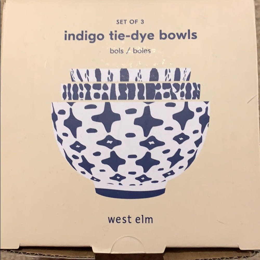 Indigo tie-dye bowls